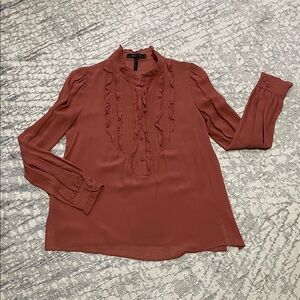 BCBGMaxAzria Rust Ruffled Blouse